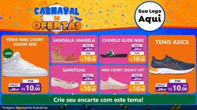 Modelo de TV para TV Horizontal com o tema Carnaval de Ofertas para Calçados