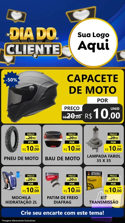 Modelo de Rede Social para Stories com o tema Dia Do Cliente para Moto peças