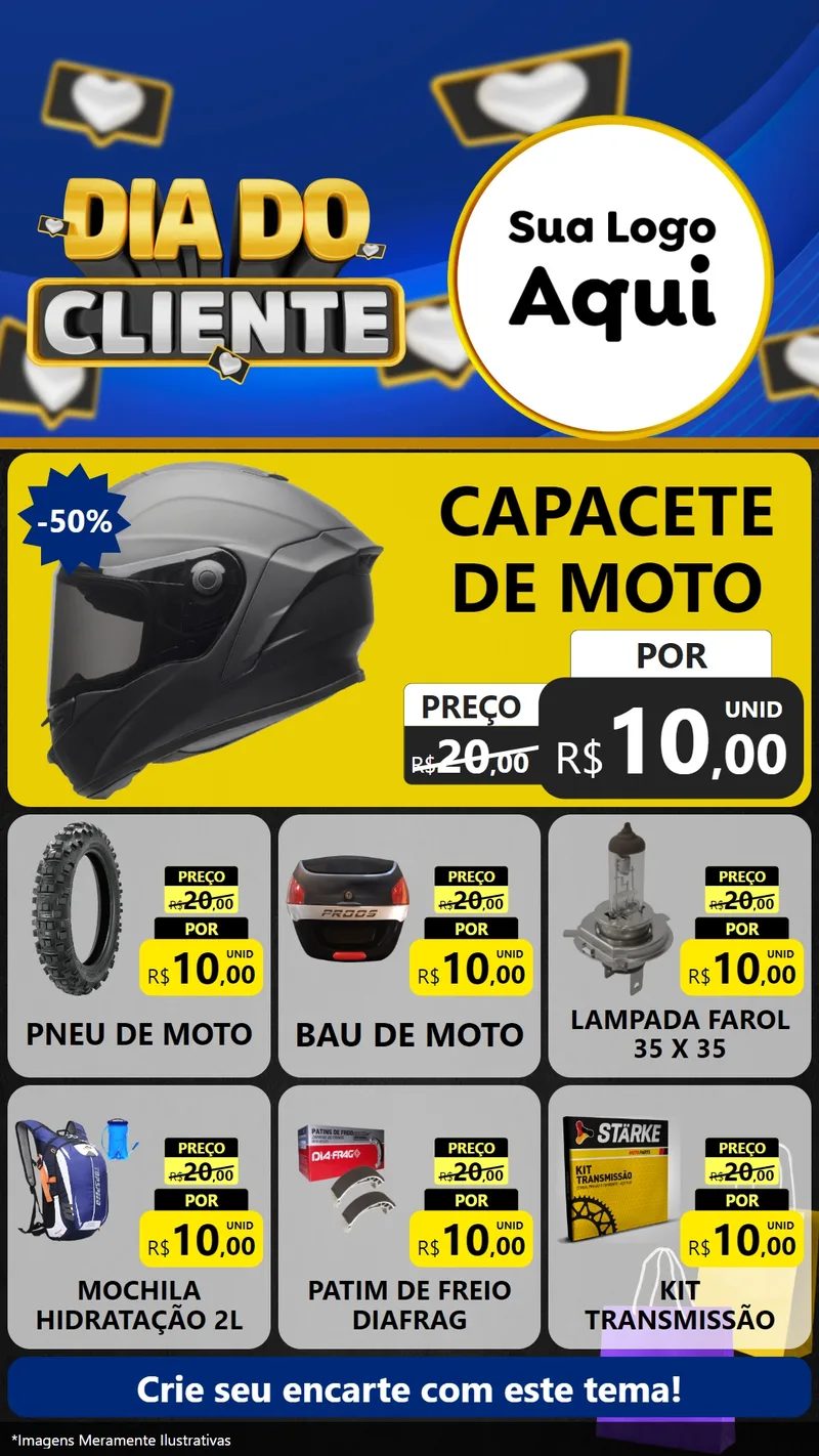 Modelo de Rede Social para Stories com o tema Dia Do Cliente para Moto peças