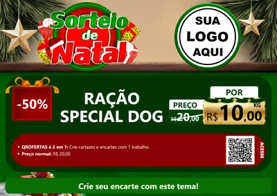 Modelo de Cartaz para Cartaz A4 Horizontal com o tema Sorteio de Natal para Pet Shop