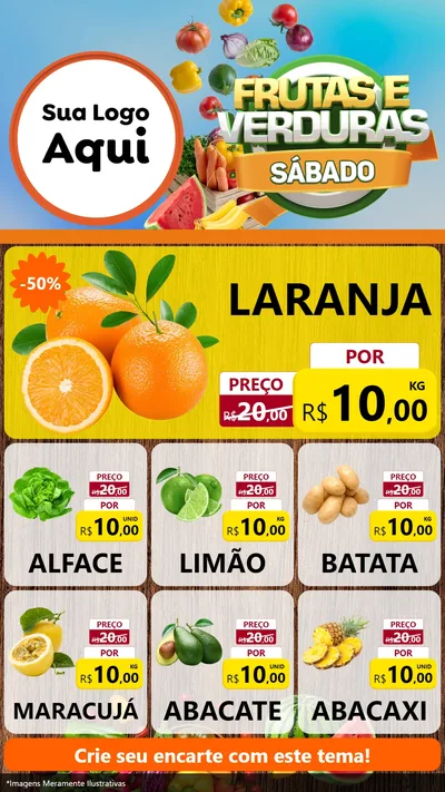 Modelo de Rede Social para Stories com o tema Frutas e Verduras Sábado para Hortifrúti