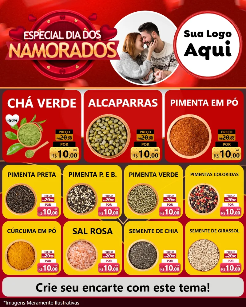 Modelo de Rede Social para Feed Instagram com o tema Especial Dia Dos Namorados para Produtos Naturais