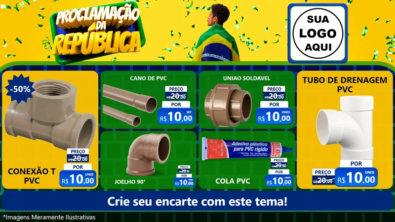 Modelo de TV para TV Horizontal com o tema Proclamação da República para Tubos e conexões