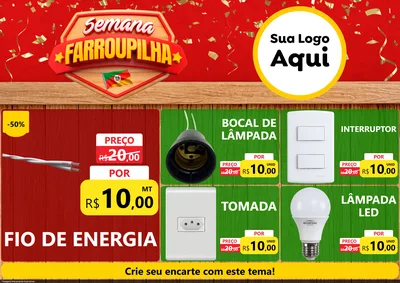 Modelo de Encarte para Encarte A4 Horizontal com o tema Semana Farroupilha para Materiais Elétricos