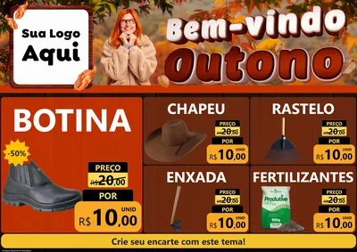 Modelo de Encarte para Encarte A4 Horizontal com o tema Bem-vindo Outono para Agropecuária