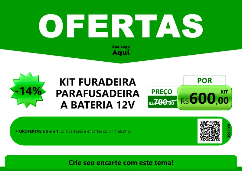 Modelo de Cartaz para Cartaz A4 Horizontal com o tema Ofertas Verde Cartaz para Maquinas e Ferramentas