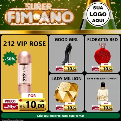Modelo de Rede Social para Feed Facebook com o tema Super Fim de Ano para Perfumes