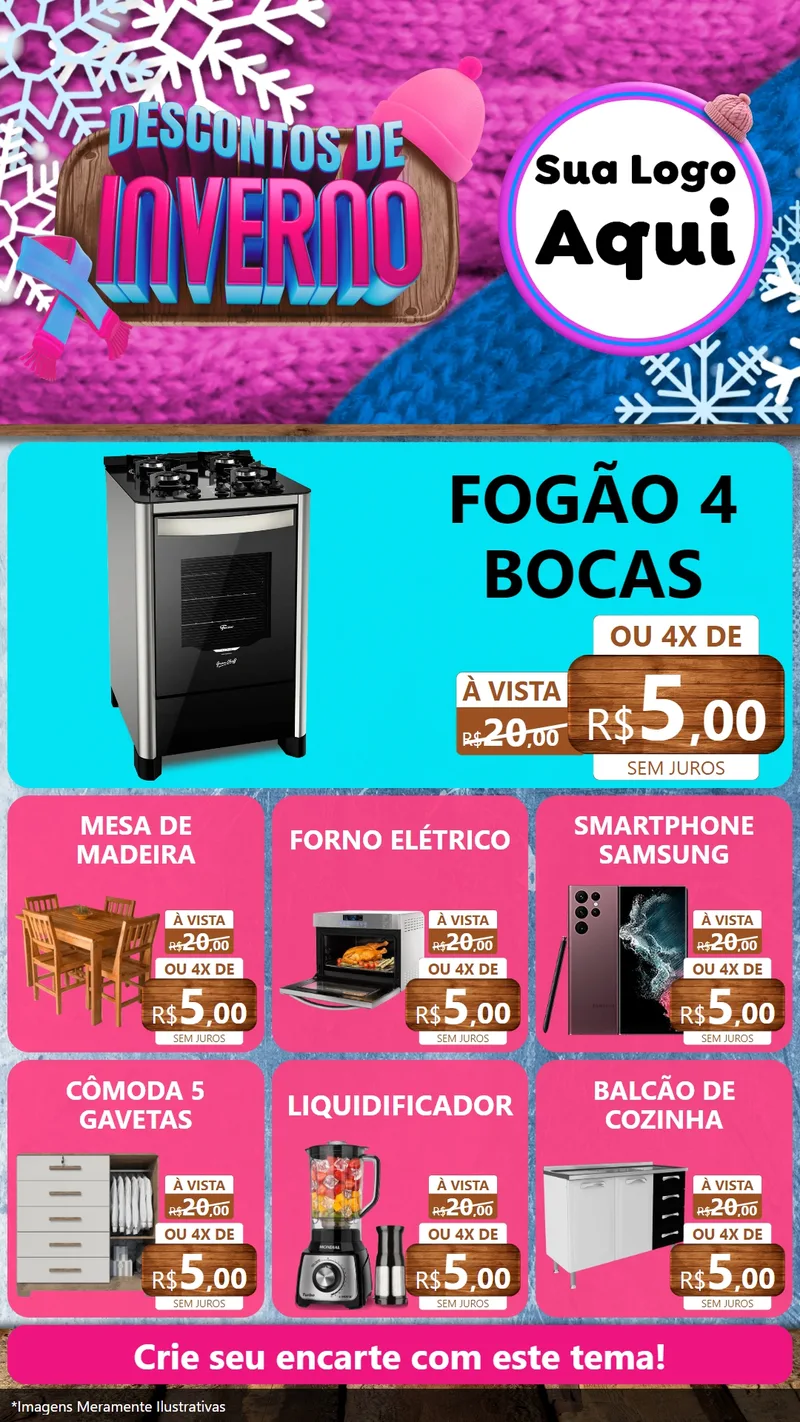 Modelo de Rede Social para Stories com o tema Descontos de Inverno para Móveis e Eletro
