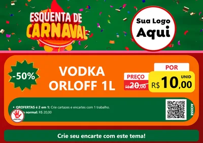 Modelo de Cartaz para Cartaz A4 Horizontal com o tema Esquenta de Carnaval para Distribuidora de bebidas
