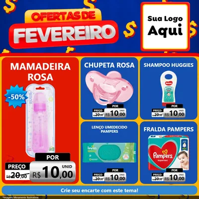 Modelo de Rede Social para Feed Facebook com o tema Ofertas de Fevereiro para Bebês