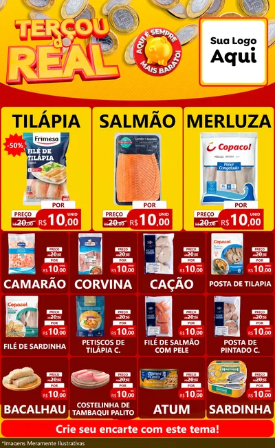 Modelo de Encarte para Encarte Grande com o tema Terçou do Real para Peixaria