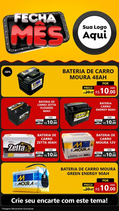 Modelo de TV para TV Vertical com o tema Fecha Mês para Baterias Elétricas