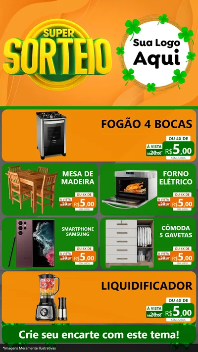 Modelo de TV para TV Vertical com o tema Super Sorteio para Móveis e Eletro