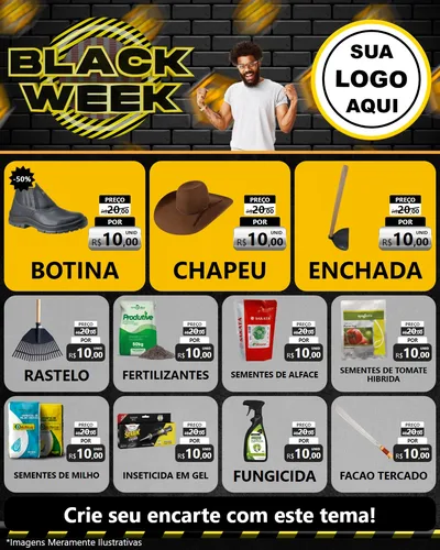 Modelo de Rede Social para Feed Instagram com o tema Black Week para Agropecuária
