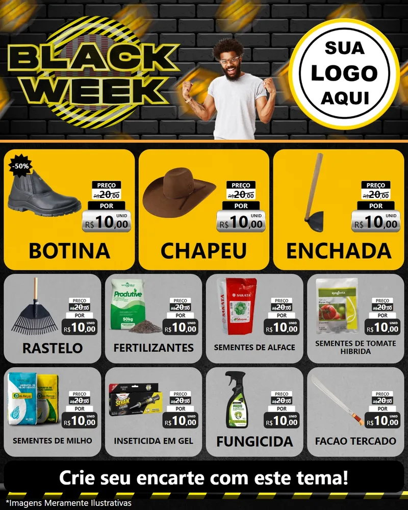 Modelo de Rede Social para Feed Instagram com o tema Black Week para Agropecuária