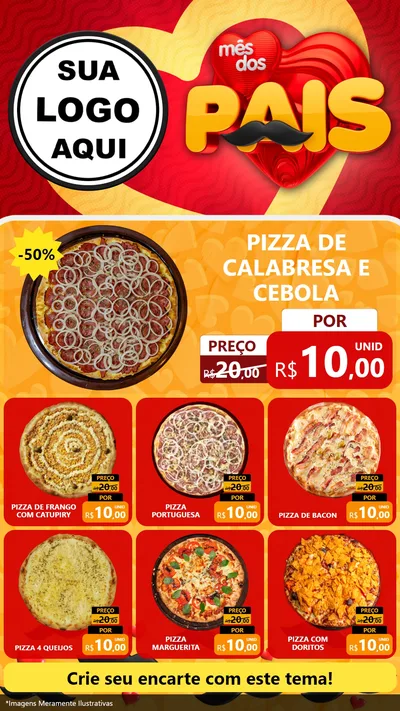 Modelo de Rede Social para Stories com o tema Mês Dos Pais para Pizzaria