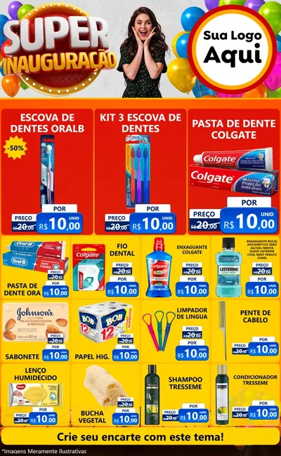 Modelo de Encarte para Encarte Grande com o tema Super Inauguração para Higiene Pessoal