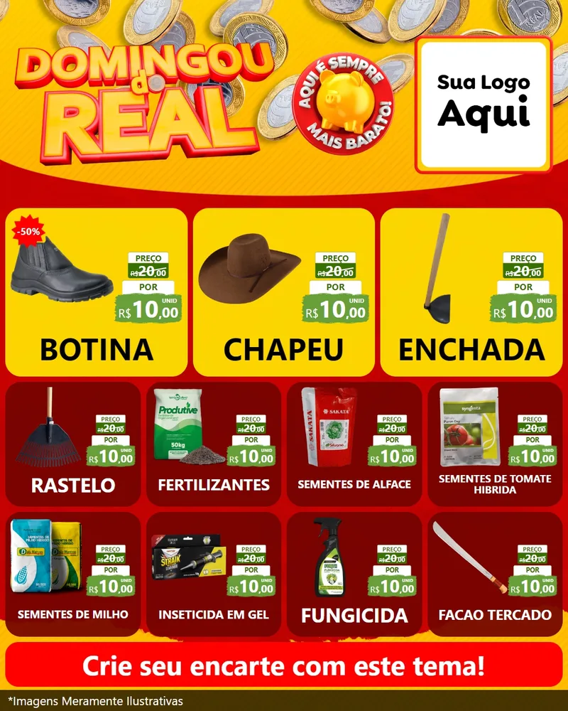 Modelo de Rede Social para Feed Instagram com o tema Domingou do Real para Agropecuária