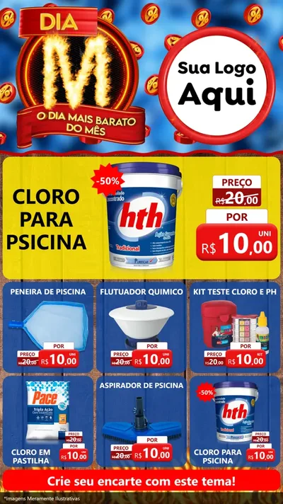 Modelo de Rede Social para Stories com o tema Dia M - O Dia Mais Barato Do Mês para Produtos para Piscina