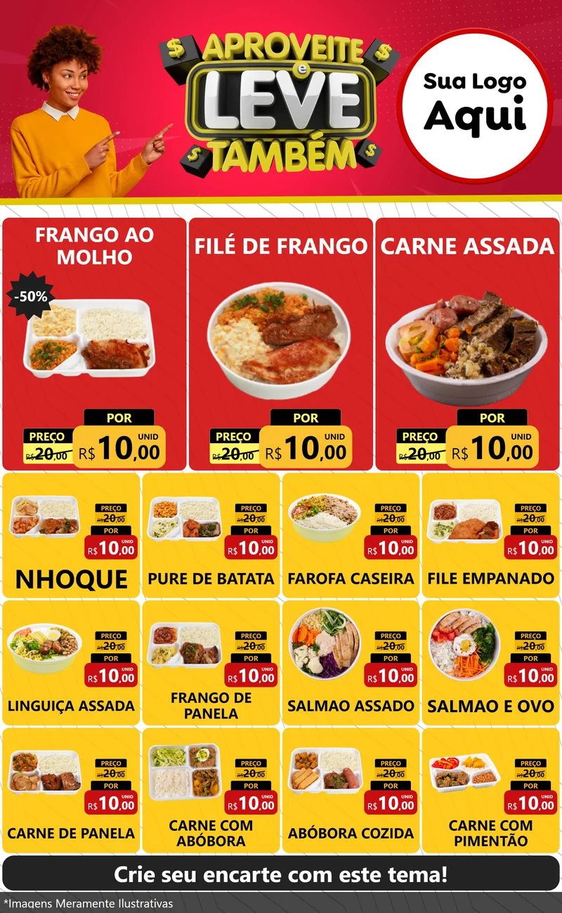 Modelo de Encarte para Encarte Grande com o tema Aproveite e Leve Também para Restaurante