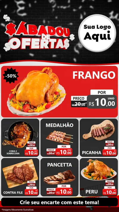 Modelo de Rede Social para Stories com o tema Sabadou de Ofertas para Assados