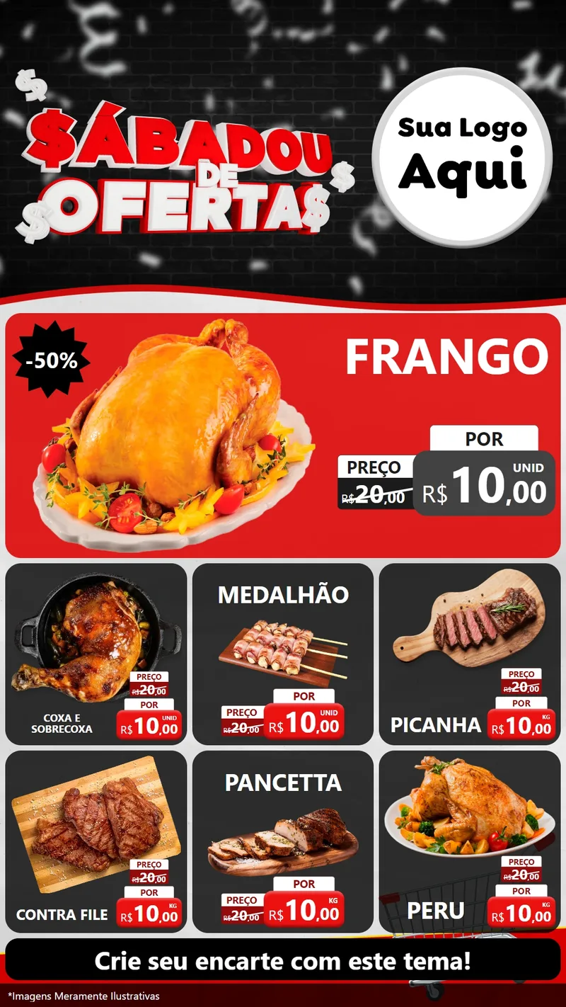 Modelo de Rede Social para Stories com o tema Sabadou de Ofertas para Assados