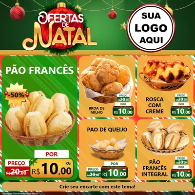 Modelo de Rede Social para Feed Facebook com o tema Ofertas de Natal para Padaria