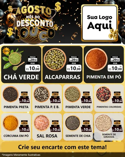 Modelo de Rede Social para Feed Instagram com o tema Agosto Mês do Desconto Louco para Produtos Naturais