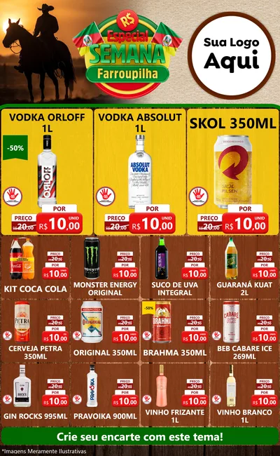 Modelo de Encarte para Encarte Grande com o tema Especial Semana Farroupilha para Distribuidora de bebidas