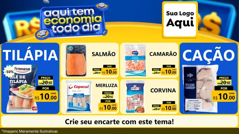 Modelo de TV para TV Horizontal com o tema Aqui Tem Economia Todo Dia para Peixaria