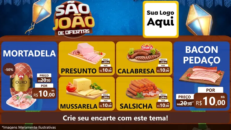 Modelo de TV para TV Horizontal com o tema São João Ofertas Imbatíveis! - Junina para Frios e Laticínios