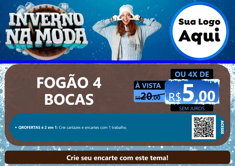Modelo de Cartaz para Cartaz A4 Horizontal com o tema Inverno na Moda para Móveis e Eletro