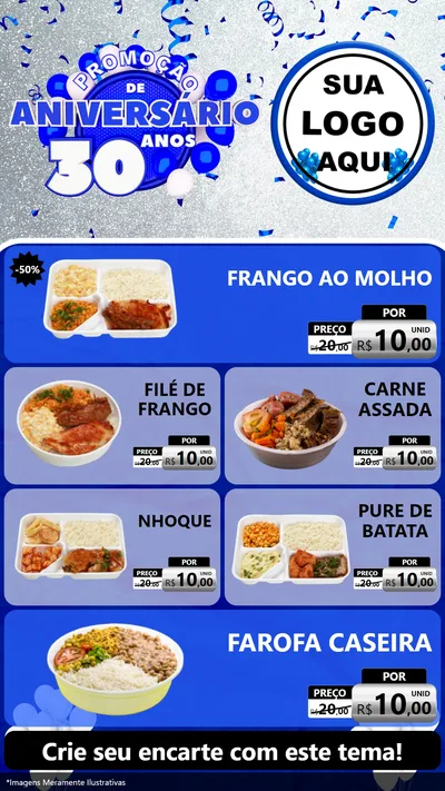 Modelo de TV para TV Vertical com o tema Promoção de Aniversário - 30 Anos para Restaurante