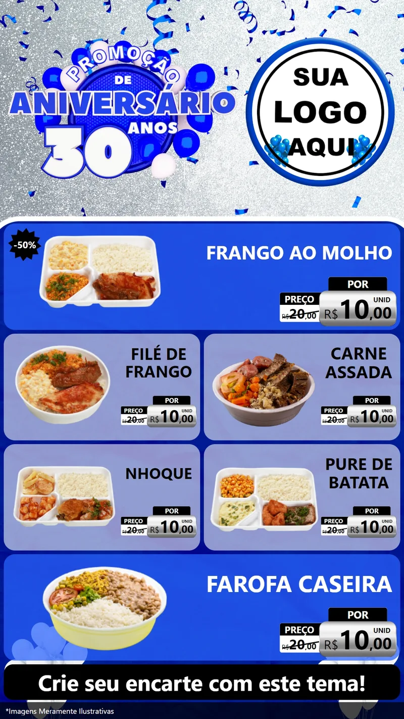 Modelo de TV para TV Vertical com o tema Promoção de Aniversário - 30 Anos para Restaurante