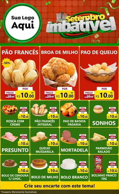Modelo de Encarte para Encarte Grande com o tema Setembro Imbatível para Padaria