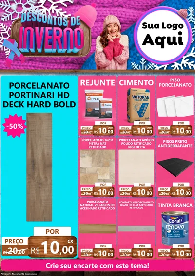 Modelo de Encarte para Encarte A4 Vertical com o tema Descontos de Inverno para Pisos e revestimentos