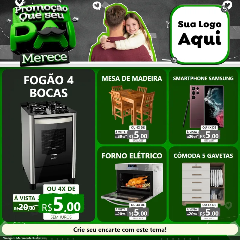 Modelo de Rede Social para Feed Facebook com o tema Promoção Que seu Pai Merece para Móveis e Eletro