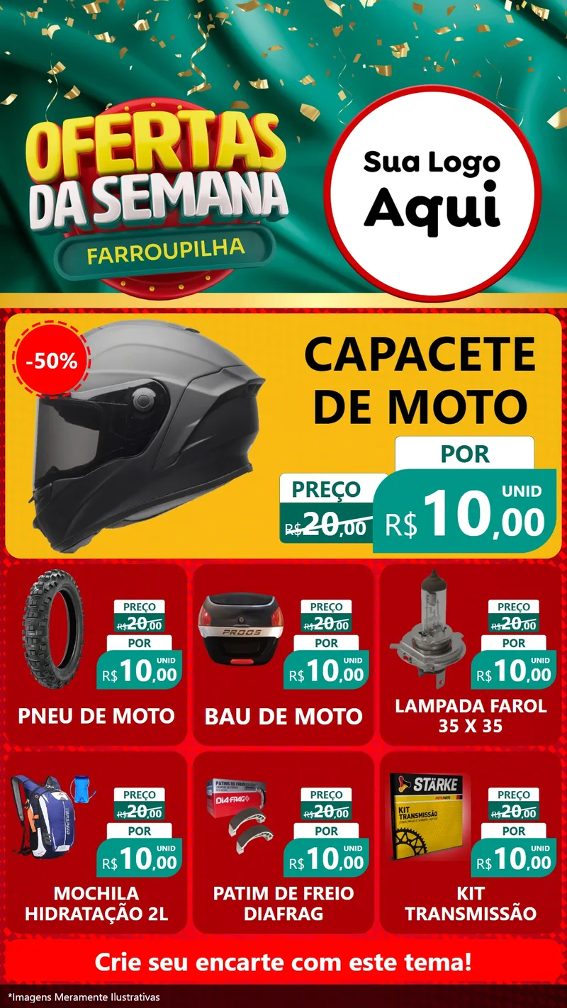 Modelo de Rede Social para Stories com o tema Ofertas da Semana Farroupilha para Moto peças