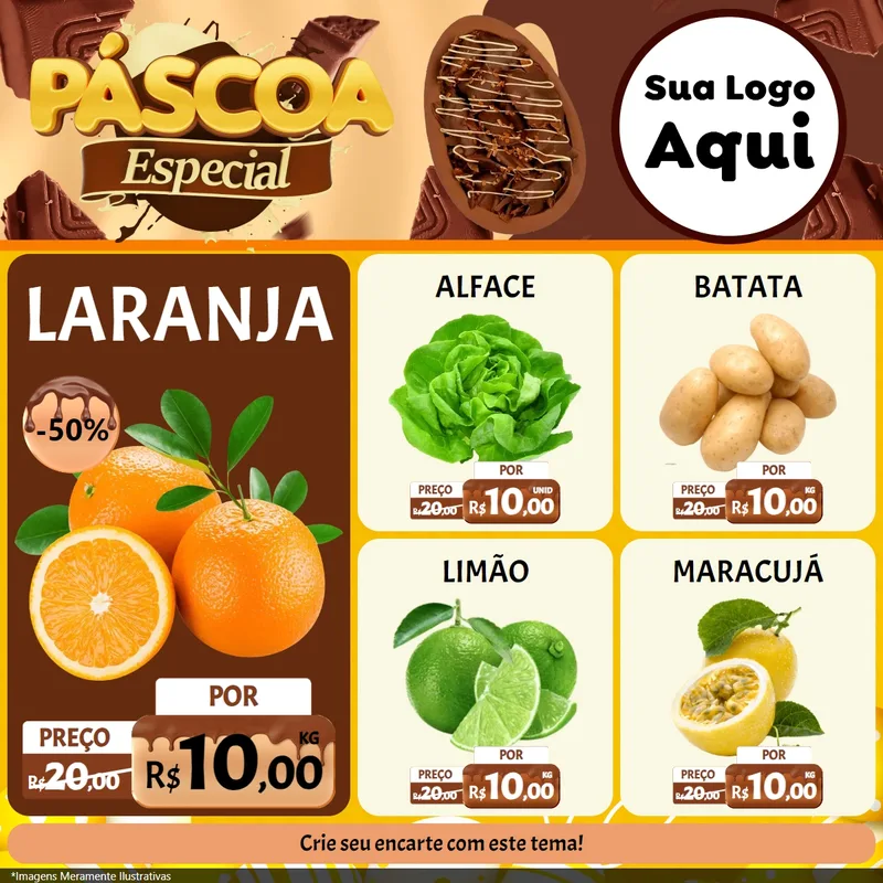 Modelo de Rede Social para Feed Facebook com o tema Páscoa Especial para Hortifrúti