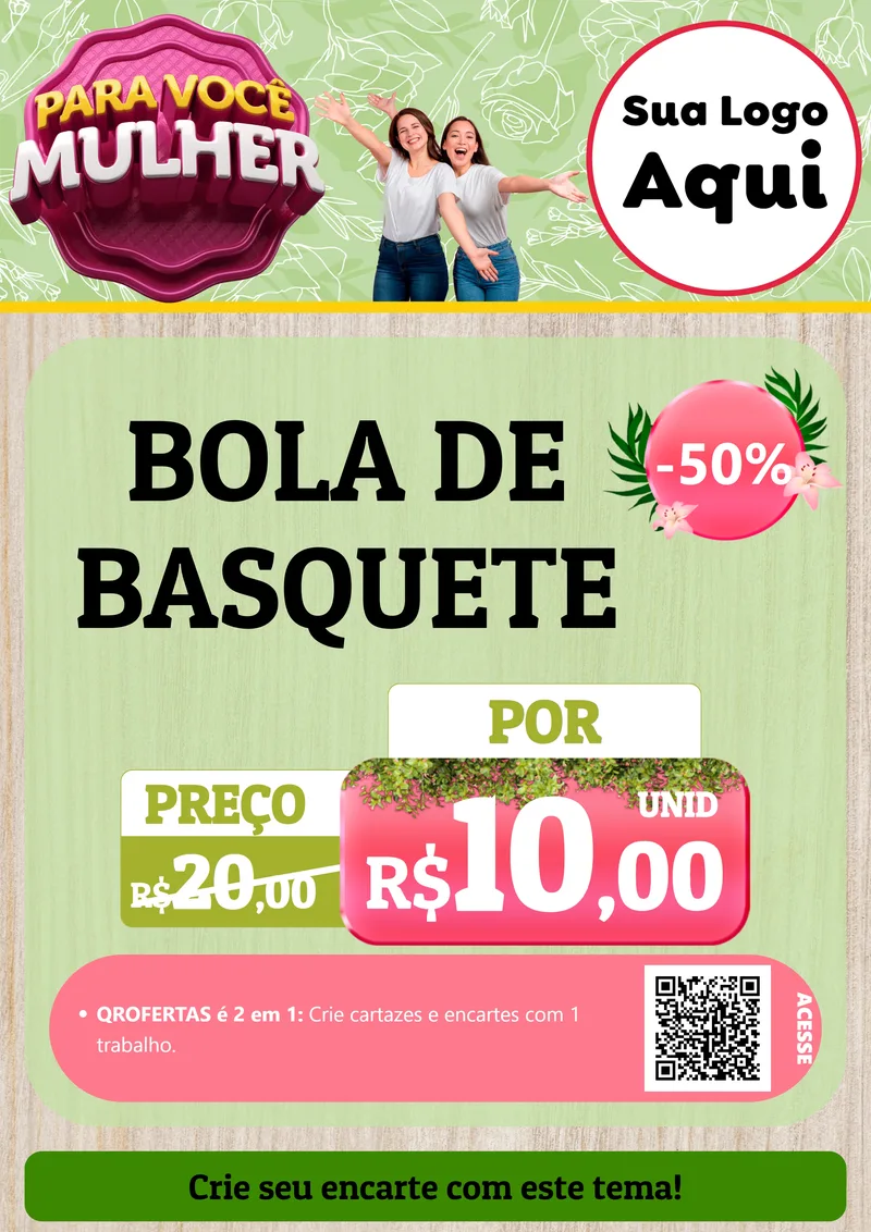 Modelo de Cartaz para Cartaz A4 Vertical com o tema Para Você Mulher para Artigos Esportivos