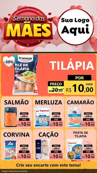 Modelo de Rede Social para Stories com o tema Semana das Mães para Peixaria