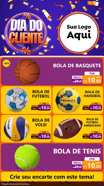 Modelo de TV para TV Vertical com o tema Dia do Cliente para Artigos Esportivos