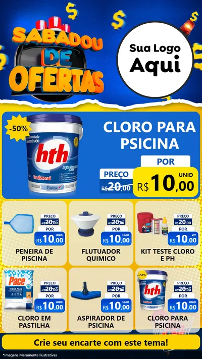 Modelo de Rede Social para Stories com o tema Sabadou de Ofertas para Produtos para Piscina