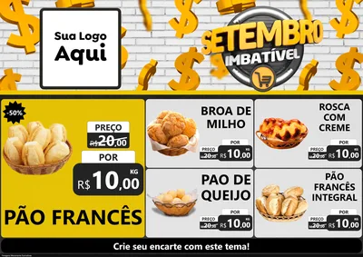 Modelo de Encarte para Encarte A4 Horizontal com o tema Setembro Imbatível para Padaria