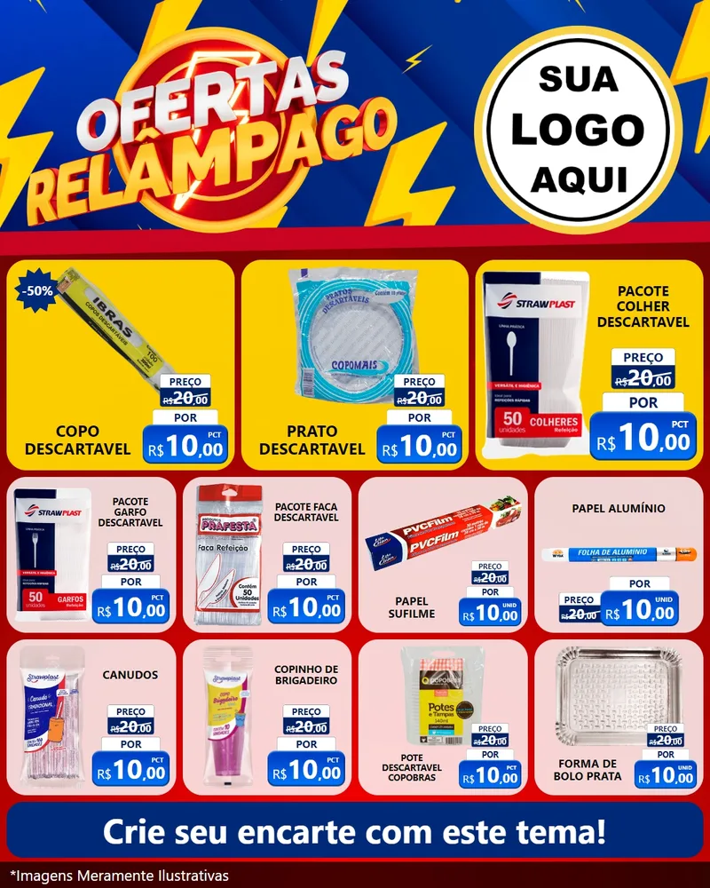 Modelo de Rede Social para Feed Instagram com o tema Ofertas Relâmpago para Embalagens