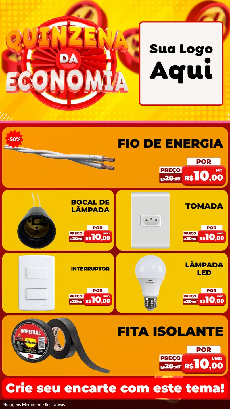 Modelo de TV para TV Vertical com o tema Quinzena Da Economia para Materiais Elétricos