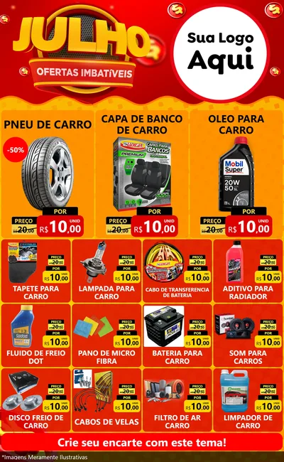 Modelo de Encarte para Encarte Grande com o tema Julho Ofertas Imbatíveis para Auto peças