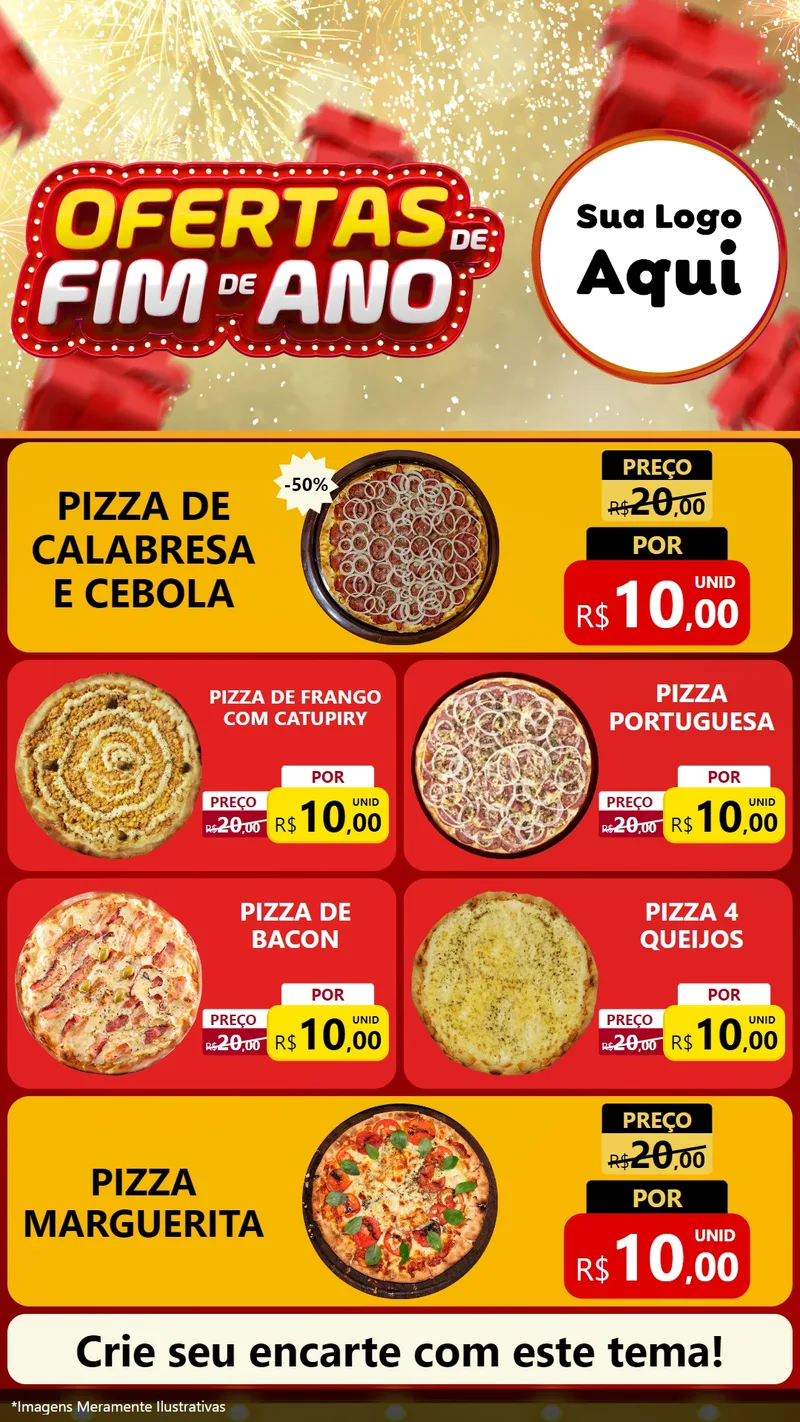 Modelo de TV para TV Vertical com o tema Ofertas de Fim de Ano para Pizzaria