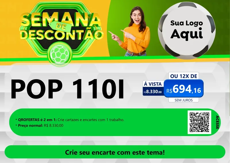 Modelo de Cartaz para Cartaz A4 Horizontal com o tema Semana de Descontão - Copa para Concessionaria de Motos