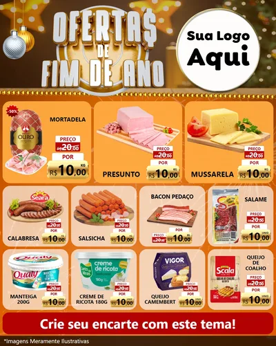 Modelo de Rede Social para Feed Instagram com o tema Ofertas de Fim de Ano para Frios e Laticínios